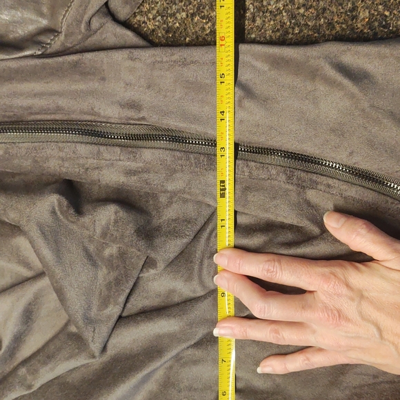 NEW! Asymmetrical Moto Drape Front Zip-Up Faux Leather/Suede Jacket - Picture 10 of 16